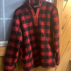 Red Buffalo check half zip Sherpa.